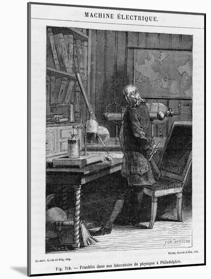 Benjamin Franklin American Statesman Scientist and Philosopher in His Physics Lab at Philadelphia-Yan D'argent-Mounted Photographic Print