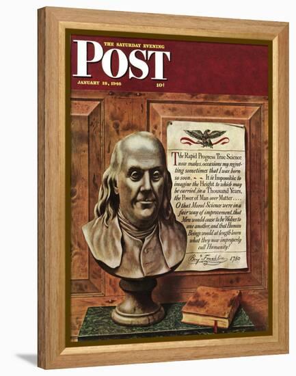 "Benjamin Franklin - bust and quote," Saturday Evening Post Cover, January 19, 1946-John Atherton-Framed Premier Image Canvas