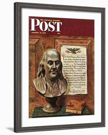 "Benjamin Franklin - bust and quote," Saturday Evening Post Cover, January 19, 1946-John Atherton-Framed Giclee Print