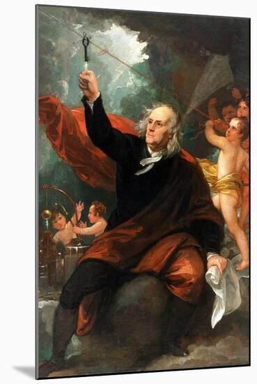Benjamin Franklin Drawing Electricity from the Sky-Benjamin West-Mounted Art Print