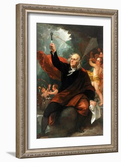 Benjamin Franklin Drawing Electricity from the Sky-Benjamin West-Framed Art Print