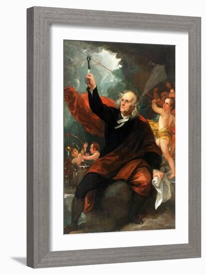 Benjamin Franklin Drawing Electricity from the Sky-Benjamin West-Framed Art Print