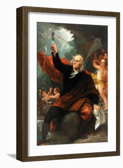 Benjamin Franklin Drawing Electricity from the Sky-Benjamin West-Framed Art Print