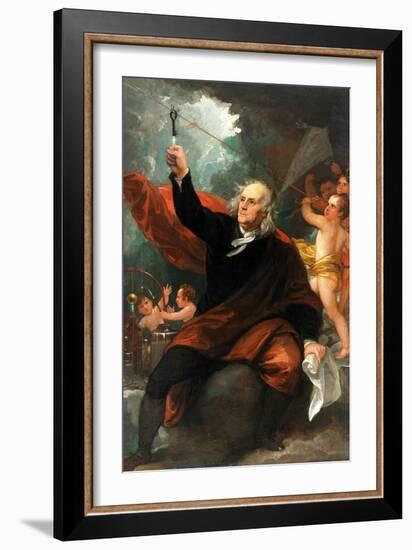 Benjamin Franklin Drawing Electricity from the Sky-Benjamin West-Framed Art Print