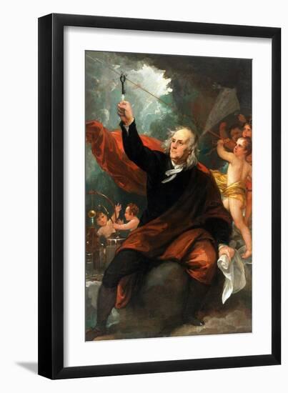 Benjamin Franklin Drawing Electricity from the Sky-Benjamin West-Framed Art Print