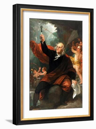 Benjamin Franklin Drawing Electricity from the Sky-Benjamin West-Framed Art Print