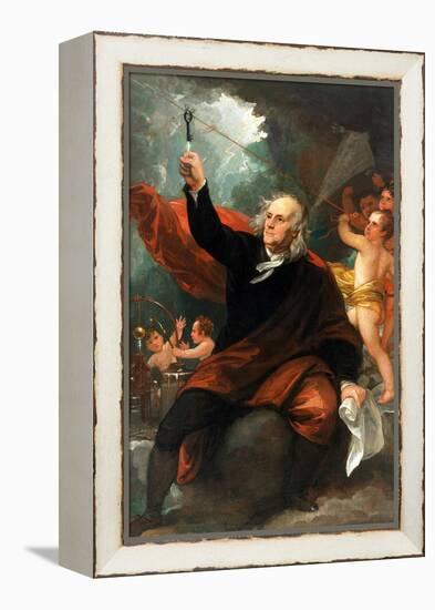 Benjamin Franklin Drawing Electricity from the Sky-Benjamin West-Framed Stretched Canvas