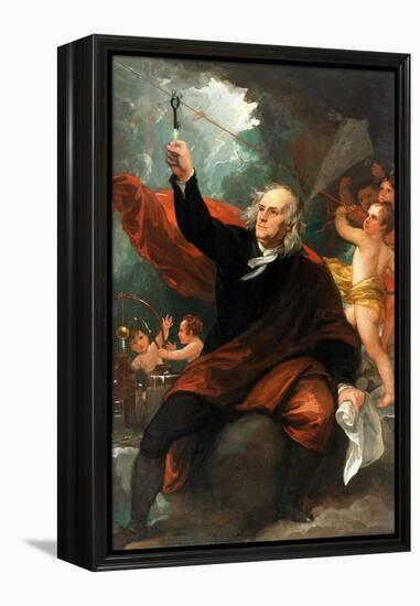 Benjamin Franklin Drawing Electricity from the Sky-Benjamin West-Framed Stretched Canvas