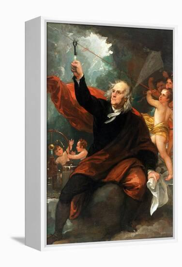 Benjamin Franklin Drawing Electricity from the Sky-Benjamin West-Framed Stretched Canvas