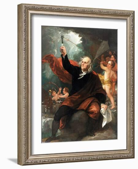 Benjamin Franklin Drawing Electricity from the Sky-Benjamin West-Framed Giclee Print