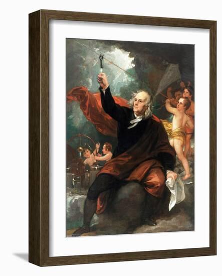 Benjamin Franklin Drawing Electricity from the Sky-Benjamin West-Framed Giclee Print