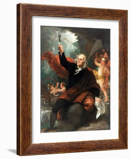 Benjamin Franklin Drawing Electricity from the Sky-Benjamin West-Framed Giclee Print