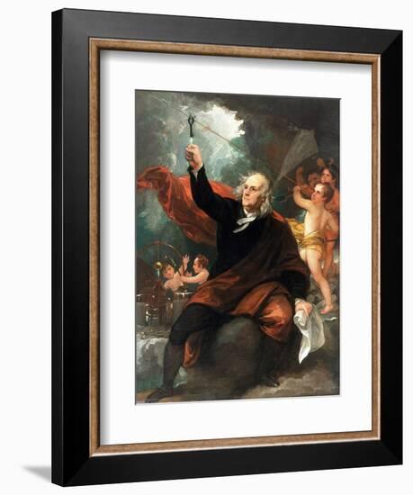 Benjamin Franklin Drawing Electricity from the Sky-Benjamin West-Framed Giclee Print