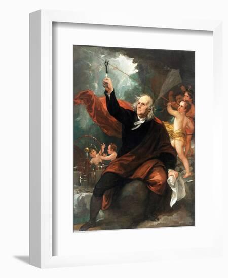 Benjamin Franklin Drawing Electricity from the Sky-Benjamin West-Framed Giclee Print