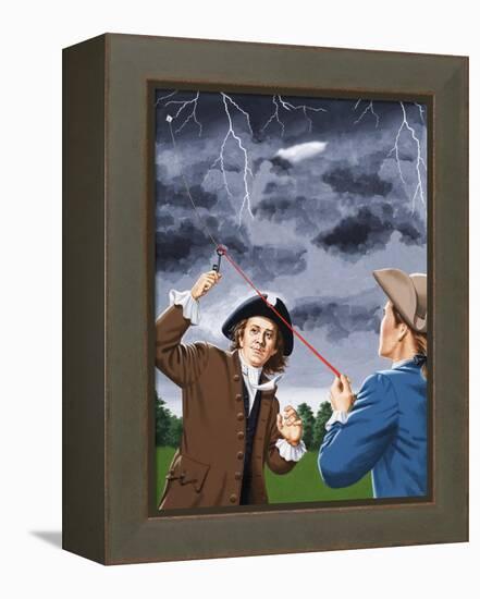 Benjamin Franklin Experimenting with Lightning-John Keay-Framed Premier Image Canvas