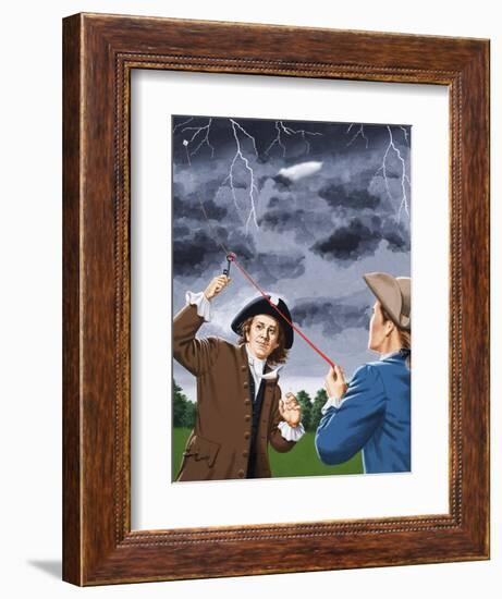 Benjamin Franklin Experimenting with Lightning-John Keay-Framed Giclee Print