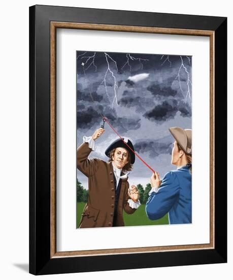 Benjamin Franklin Experimenting with Lightning-John Keay-Framed Giclee Print