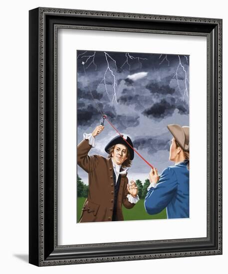 Benjamin Franklin Experimenting with Lightning-John Keay-Framed Giclee Print