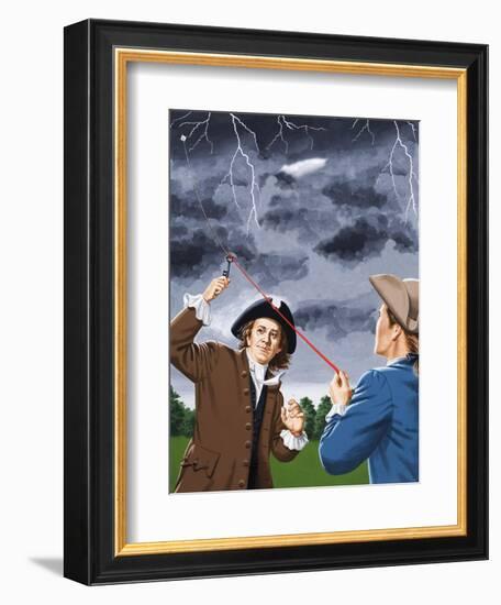 Benjamin Franklin Experimenting with Lightning-John Keay-Framed Giclee Print