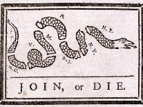 Join or Die Political Cartoon-Benjamin Franklin-Giclee Print
