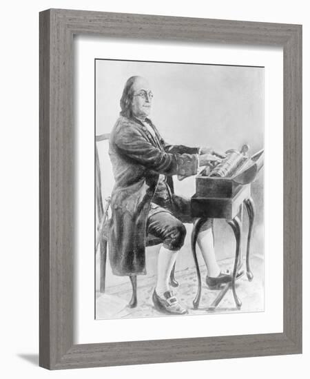 Benjamin Franklin Playing Harmonica-Bettmann-Framed Photographic Print