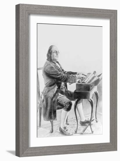 Benjamin Franklin Playing the Armonica-null-Framed Premium Giclee Print