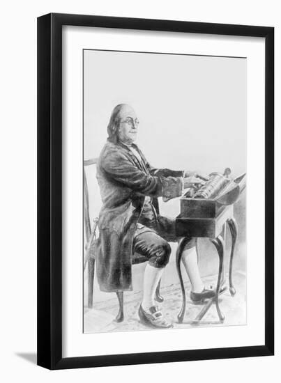 Benjamin Franklin Playing the Armonica-null-Framed Premium Giclee Print