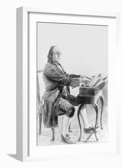 Benjamin Franklin Playing the Armonica-null-Framed Premium Giclee Print