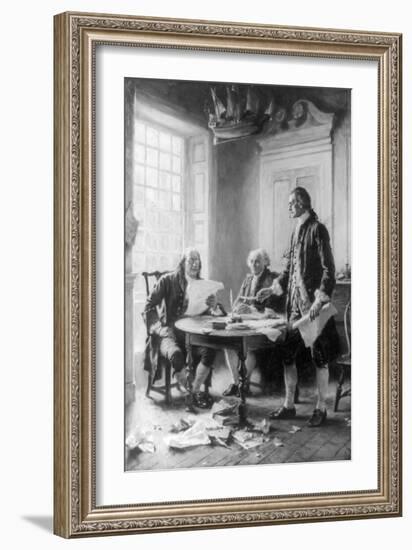 Benjamin Franklin Reading Draft of Declaration of Independence-Jean Leon Gerome Ferris-Framed Premium Giclee Print