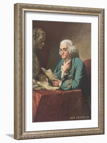 Benjamin Franklin Reading-null-Framed Art Print