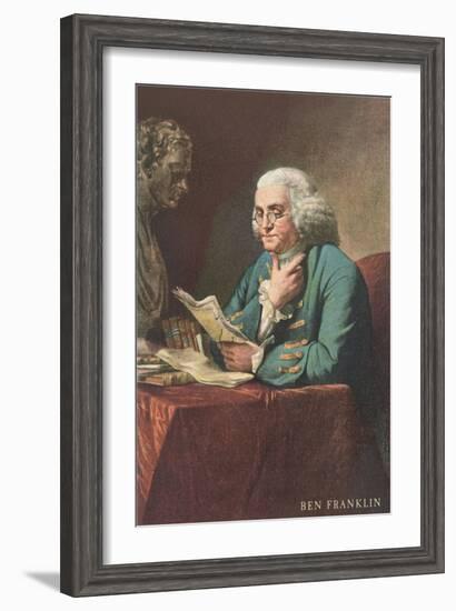 Benjamin Franklin Reading-null-Framed Art Print