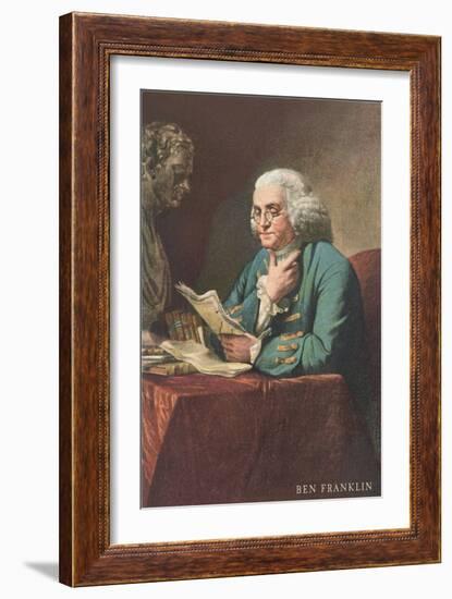 Benjamin Franklin Reading-null-Framed Art Print