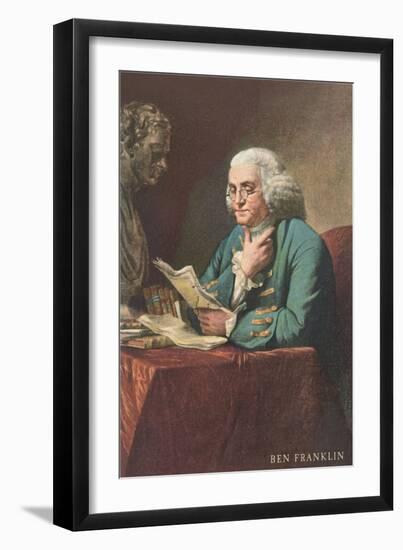 Benjamin Franklin Reading-null-Framed Art Print