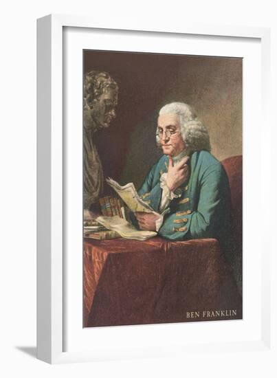 Benjamin Franklin Reading-null-Framed Art Print