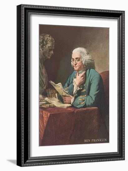 Benjamin Franklin Reading-null-Framed Art Print