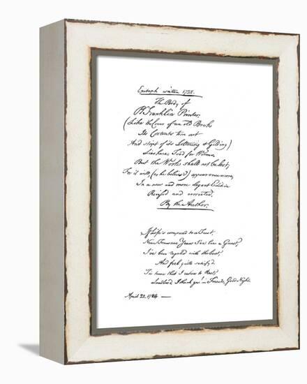 Benjamin Franklin's Epitaph, Written by Himself, 1728-Benjamin Franklin-Framed Premier Image Canvas