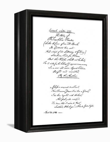 Benjamin Franklin's Epitaph, Written by Himself, 1728-Benjamin Franklin-Framed Premier Image Canvas