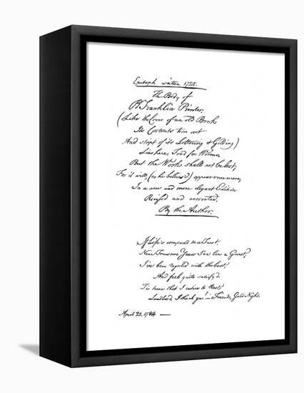 Benjamin Franklin's Epitaph, Written by Himself, 1728-Benjamin Franklin-Framed Premier Image Canvas