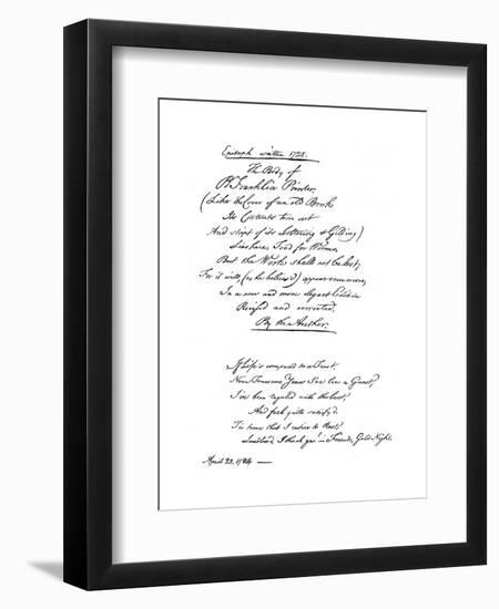 Benjamin Franklin's Epitaph, Written by Himself, 1728-Benjamin Franklin-Framed Giclee Print