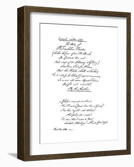 Benjamin Franklin's Epitaph, Written by Himself, 1728-Benjamin Franklin-Framed Giclee Print