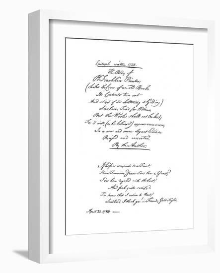 Benjamin Franklin's Epitaph, Written by Himself, 1728-Benjamin Franklin-Framed Giclee Print