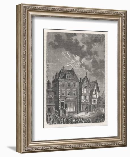 Benjamin Franklin's First Lightning Conductor on Benjamin West's House-Lebreton-Framed Premium Giclee Print