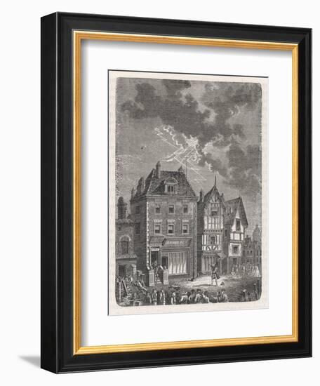 Benjamin Franklin's First Lightning Conductor on Benjamin West's House-Lebreton-Framed Premium Giclee Print