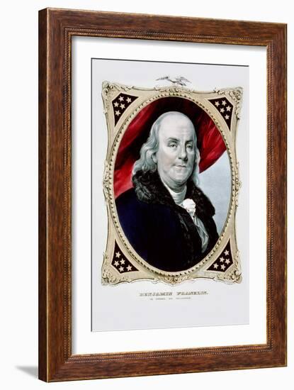 Benjamin Franklin: the Statesman and Philosopher-Currier & Ives-Framed Art Print