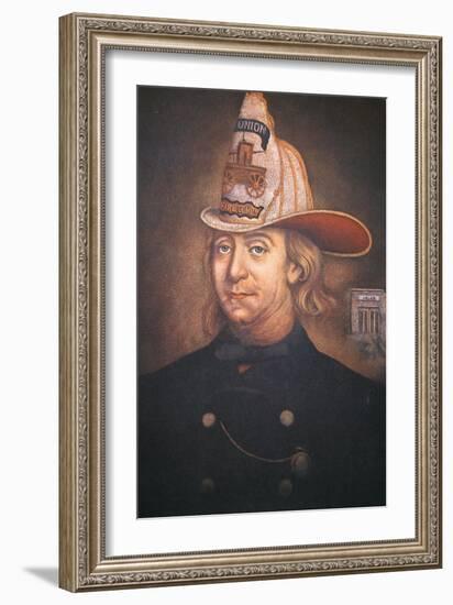 Benjamin Franklin Wearing the Uniform of the Union Fire Company Which He Founded in Philadelphia-American-Framed Giclee Print