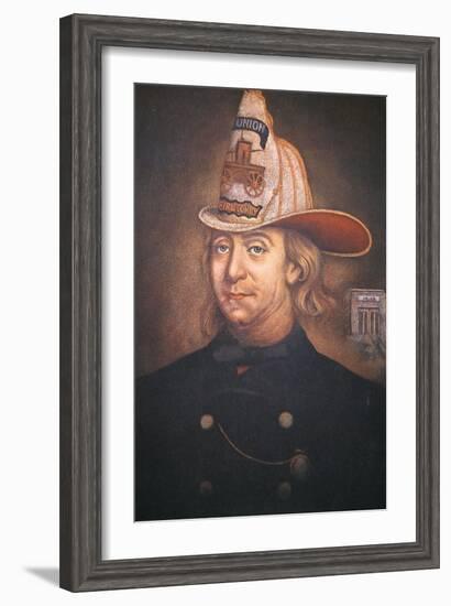 Benjamin Franklin Wearing the Uniform of the Union Fire Company Which He Founded in Philadelphia-American-Framed Giclee Print