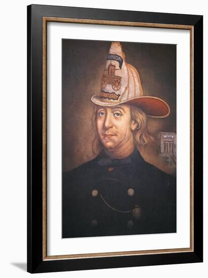 Benjamin Franklin Wearing the Uniform of the Union Fire Company Which He Founded in Philadelphia-American-Framed Giclee Print