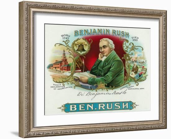 Benjamin Rush Brand Cigar Box Label, Founder of Dickinson College-Lantern Press-Framed Art Print