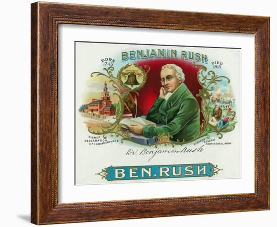 Benjamin Rush Brand Cigar Box Label, Founder of Dickinson College-Lantern Press-Framed Art Print