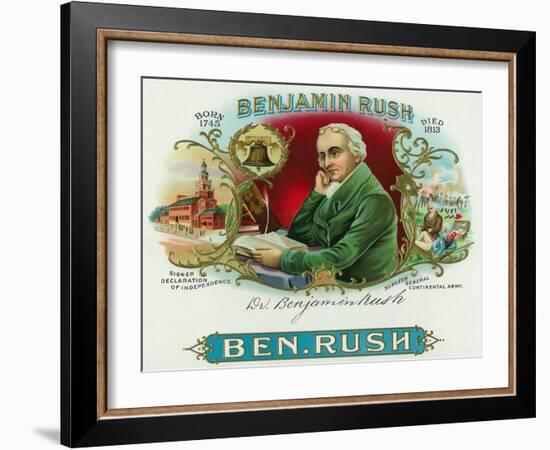 Benjamin Rush Brand Cigar Box Label, Founder of Dickinson College-Lantern Press-Framed Art Print